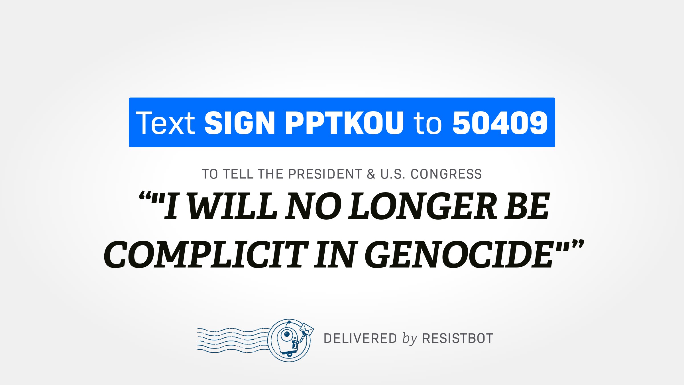 “I WILL NO LONGER BE COMPLICIT IN GENOCIDE”