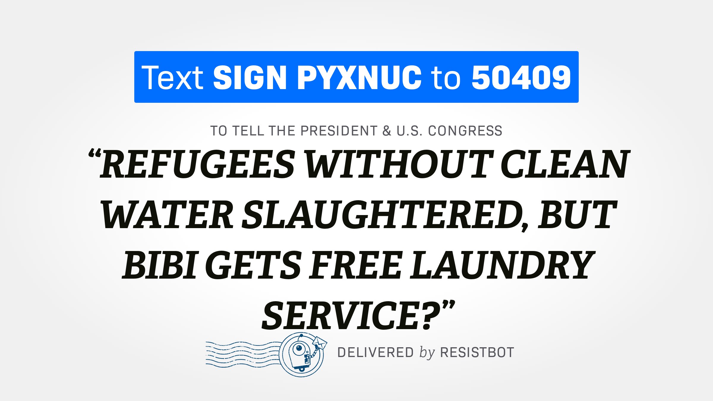 REFUGEES WITHOUT CLEAN WATER SLAUGHTERED, BUT BIBI GETS FREE LAUNDRY SERVICE?